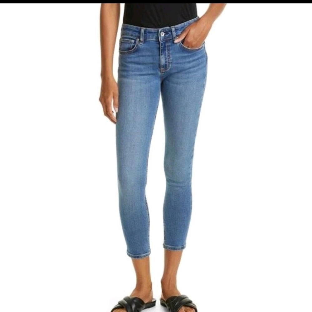 Rag & Bone Cate Mid Rise Ankle Skinny Jeans Blue Distressed Zip Women's Size 31 - Picture 9 of 10